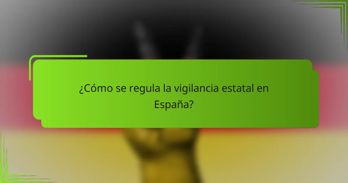 ¿Cómo se regula la vigilancia estatal en España?