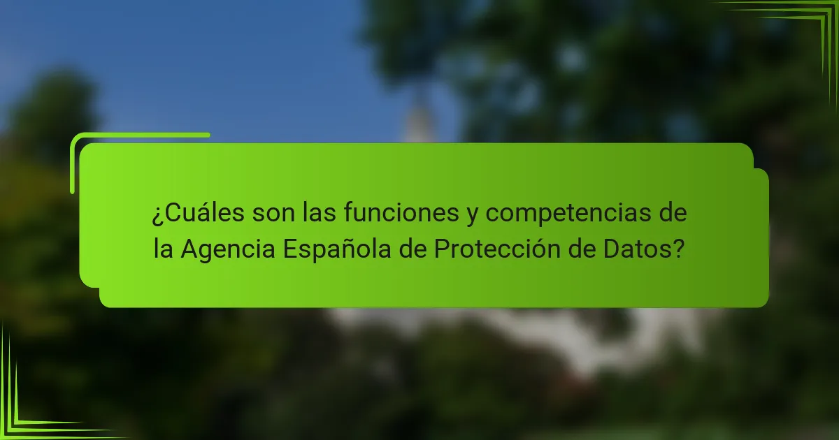¿Cuáles son las funciones y competencias de la Agencia Española de Protección de Datos?