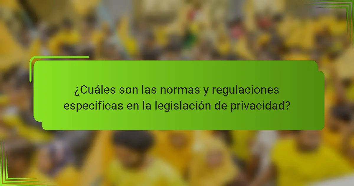 ¿Cuáles son las normas y regulaciones específicas en la legislación de privacidad?