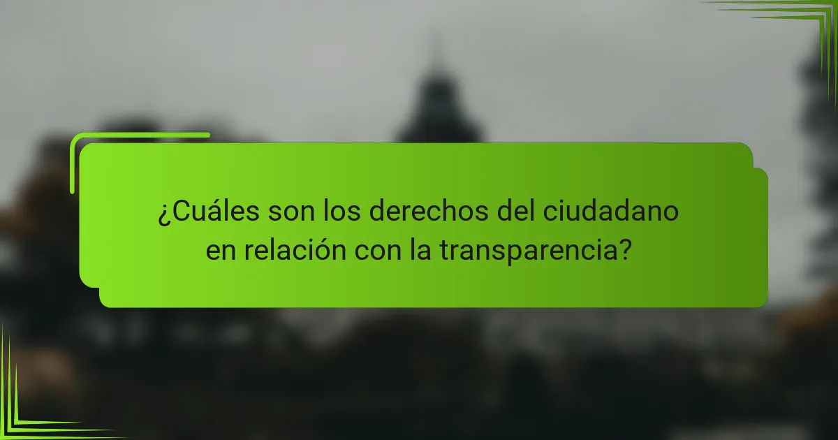 ¿Cuáles son los derechos del ciudadano en relación con la transparencia?