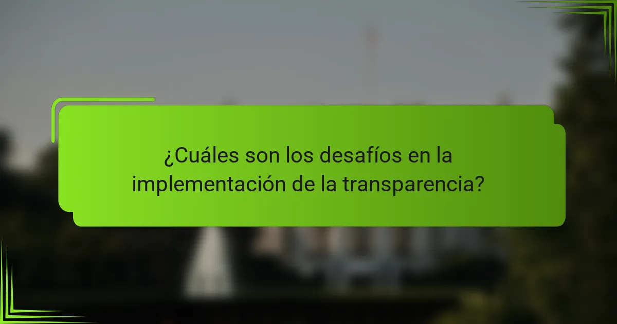 ¿Cuáles son los desafíos en la implementación de la transparencia?