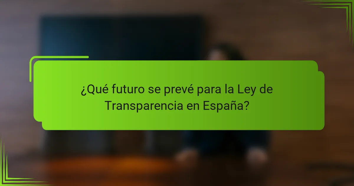 ¿Qué futuro se prevé para la Ley de Transparencia en España?