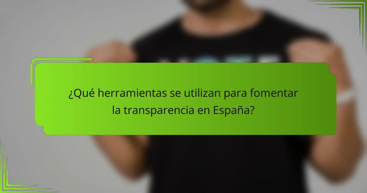 ¿Qué herramientas se utilizan para fomentar la transparencia en España?
